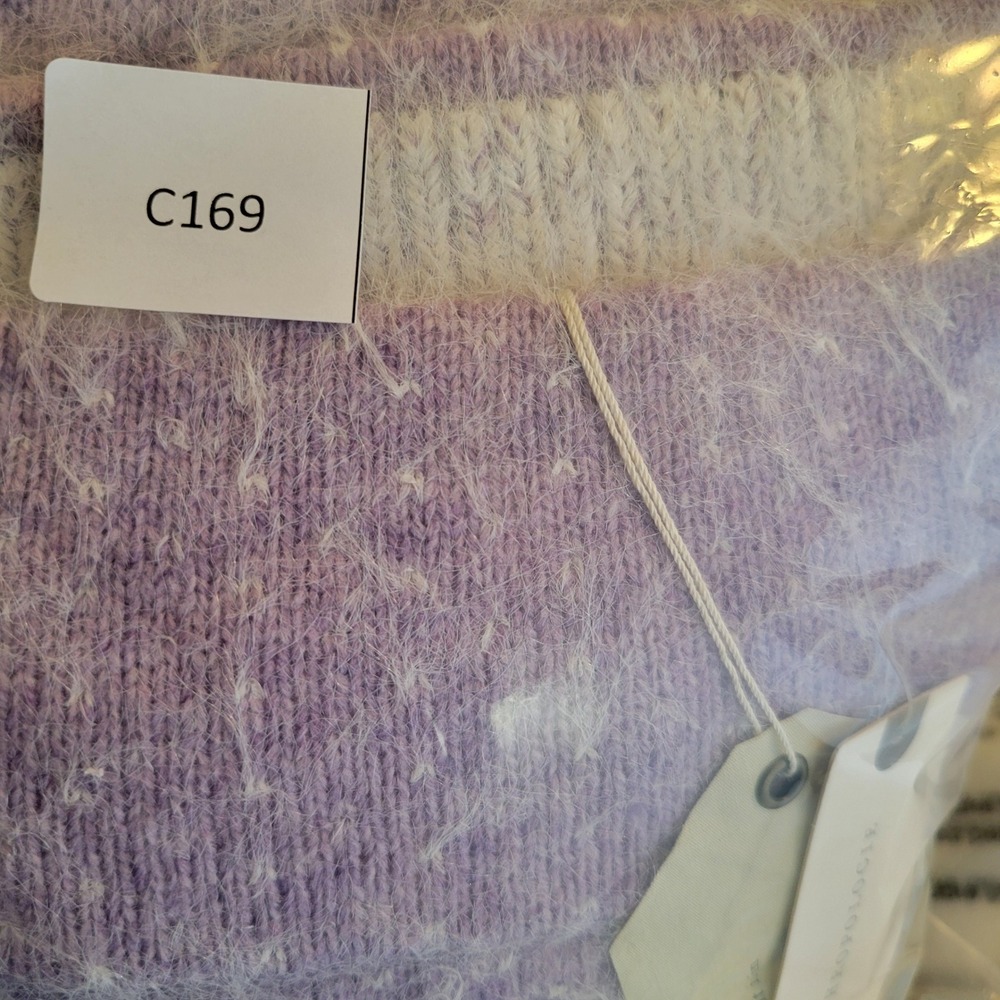 Sleeping on Snow Womens Fair Isle Knit Wool Eyelash Sweater Size Small Purple - Picture 11 of 11